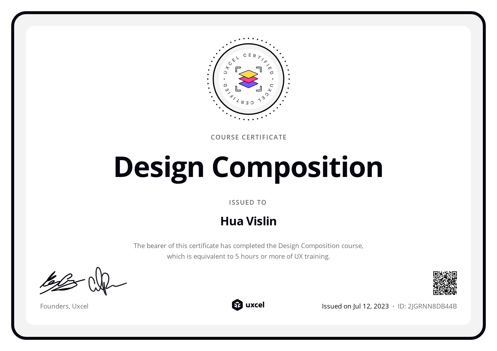 Lily Lin-Marsalo's certificate